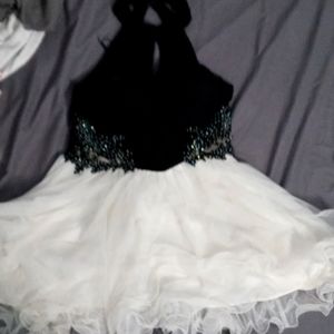 A black and white prom dress